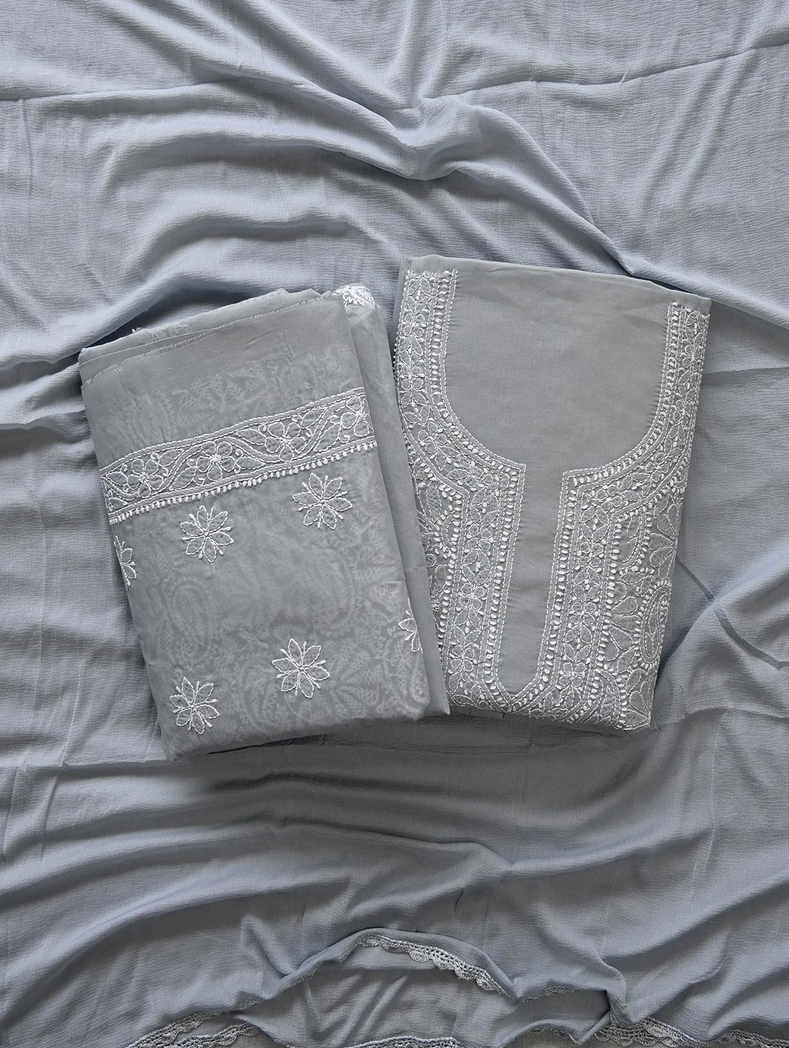 women chikankari work unstitched suit set - 21643600 - Zoom Image - 0