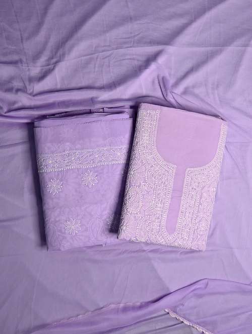 women chikankari work unstitched suit set - 21643601 -  Standard Image - 0