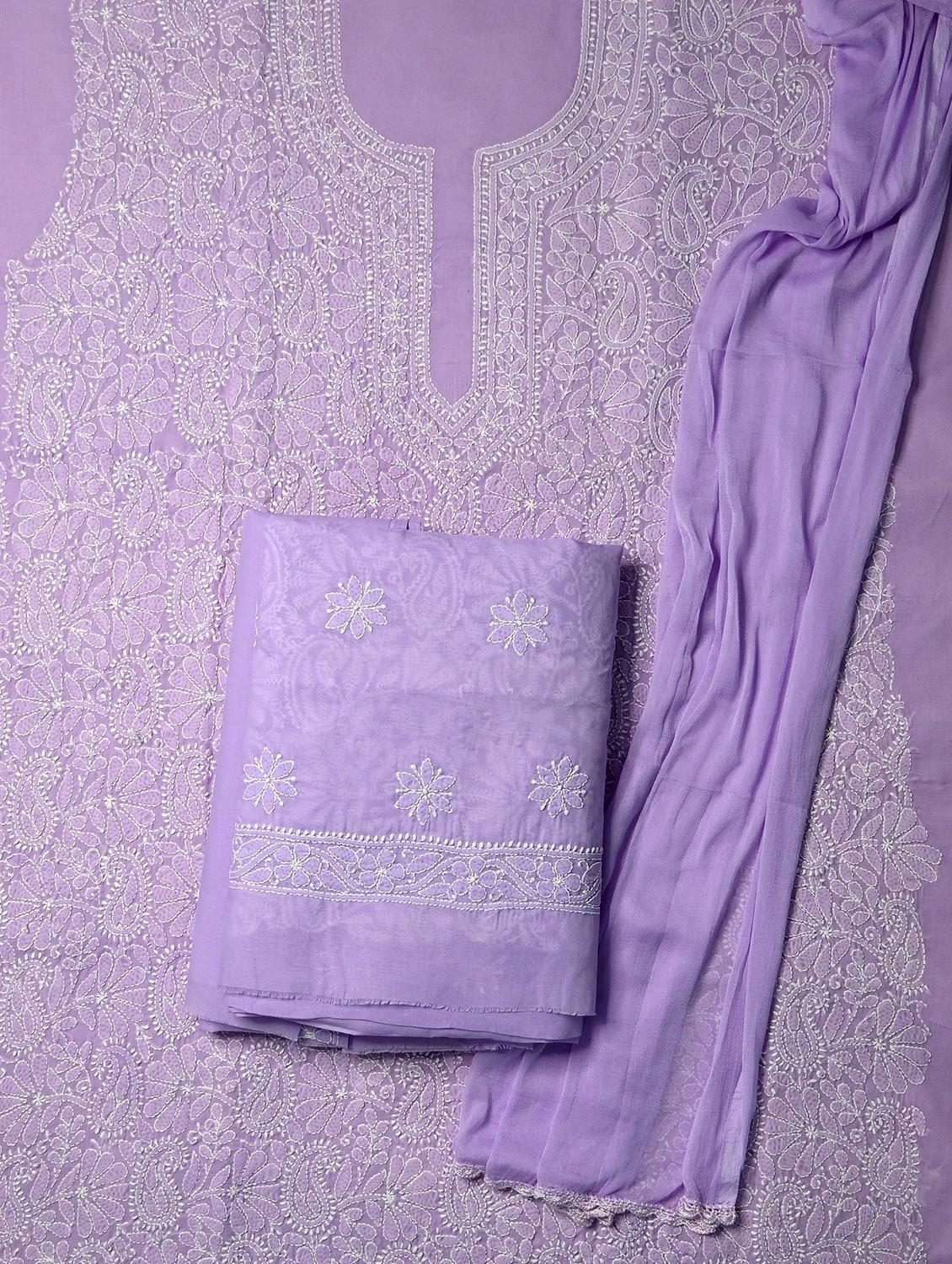 women chikankari work unstitched suit set - 21643601 -  Standard Image - 1