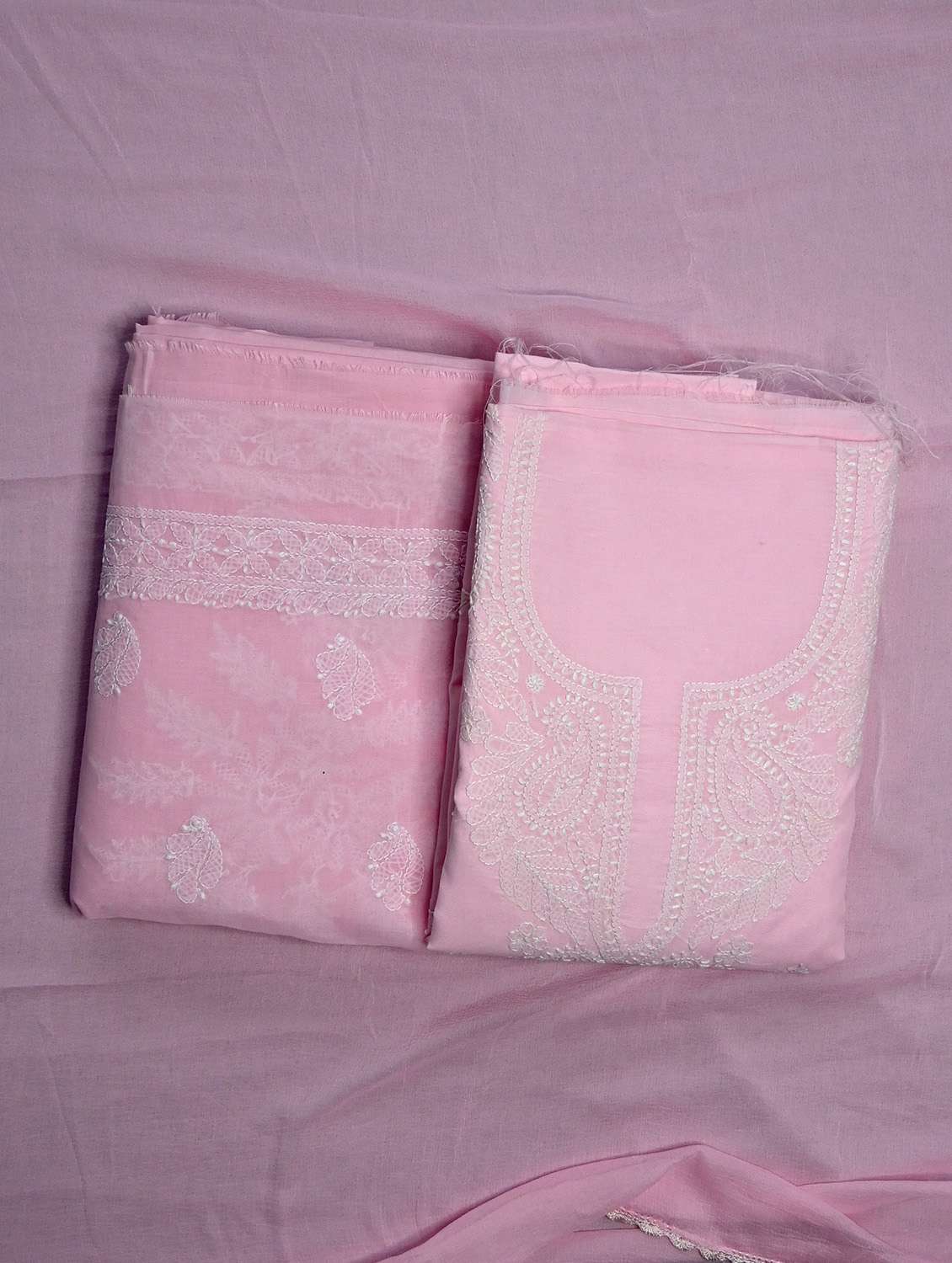 women chikankari work unstitched suit set