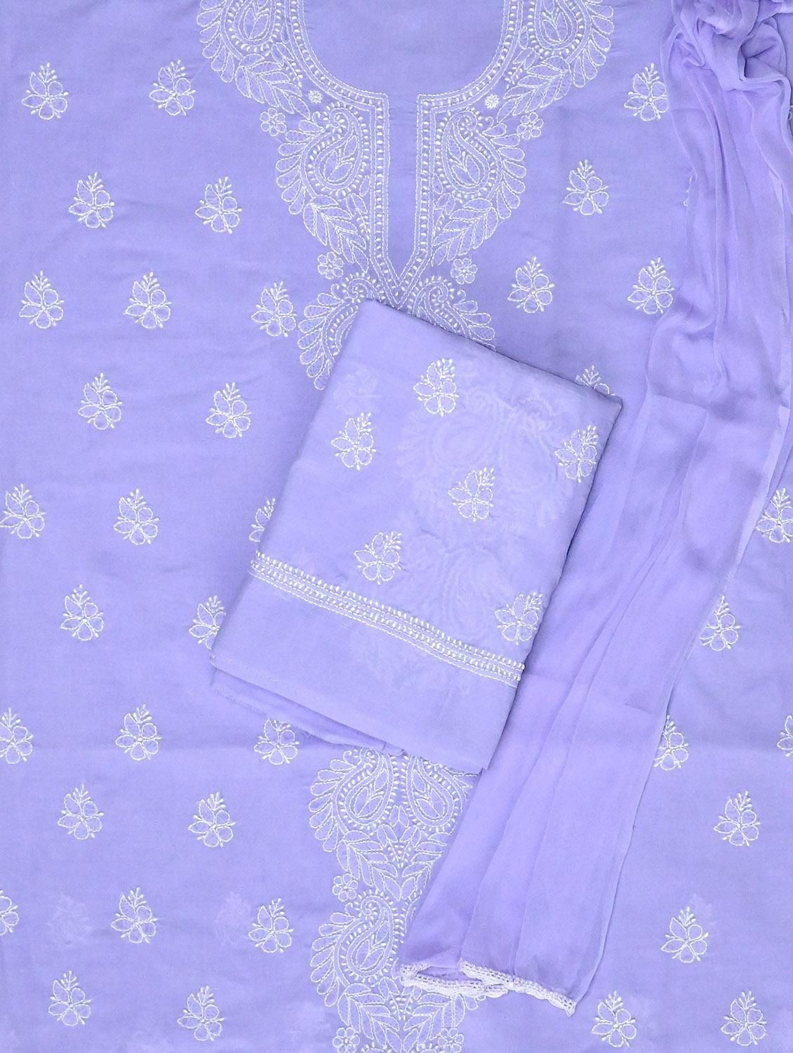 women chikankari work unstitched suit set - 21643604 - Standard Image - 1