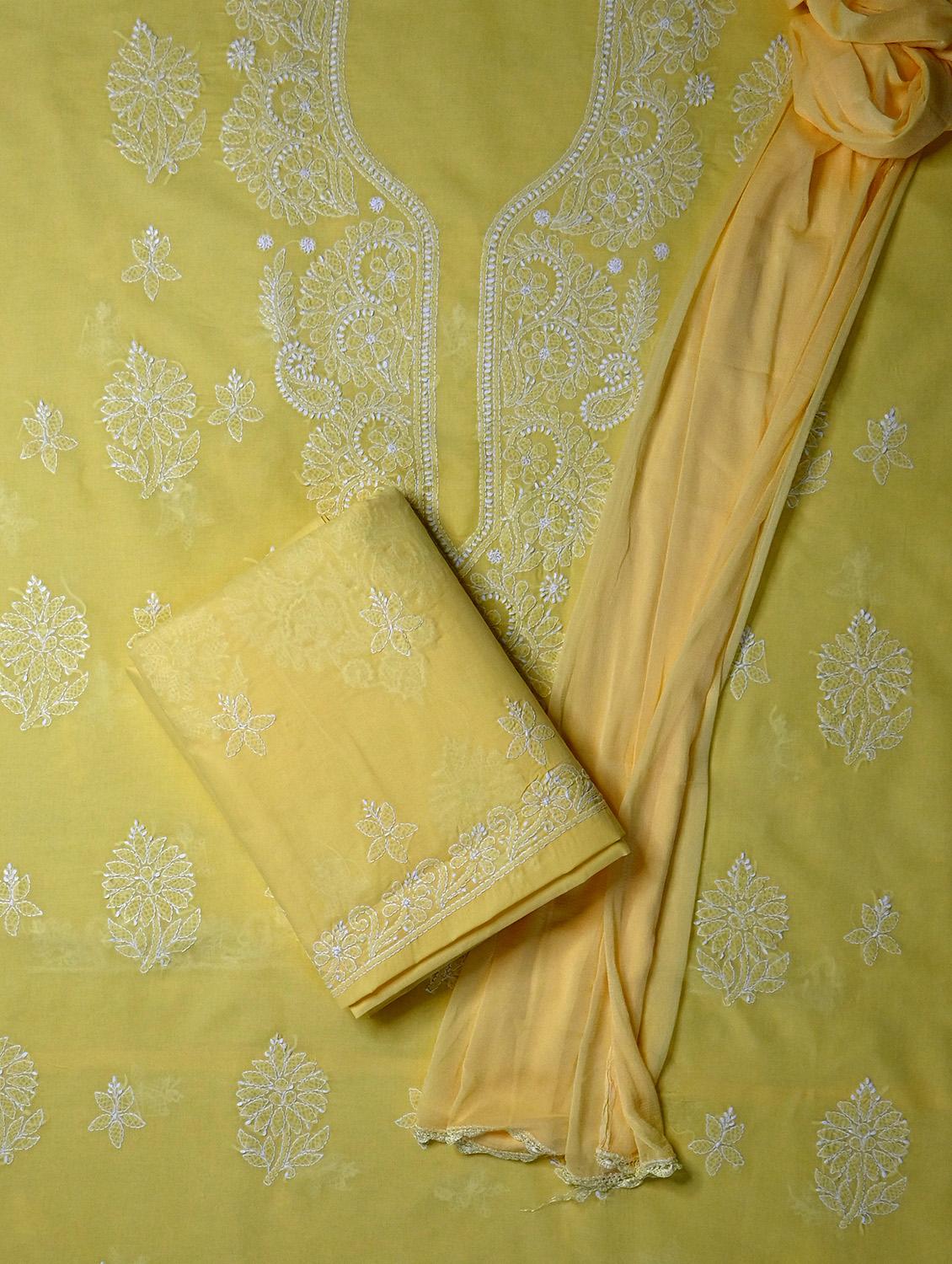 women chikankari work unstitched suit set - 21643612 -  Standard Image - 1