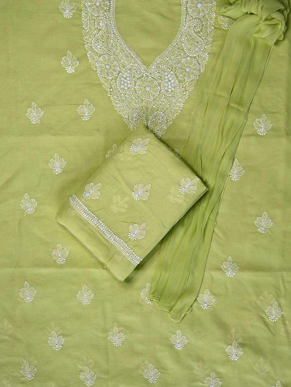 women chikankari work unstitched suit set - 21643621 - Standard Image - 1