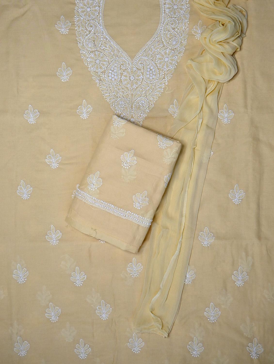 women chikankari work unstitched suit set - 21643622 - Standard Image - 1
