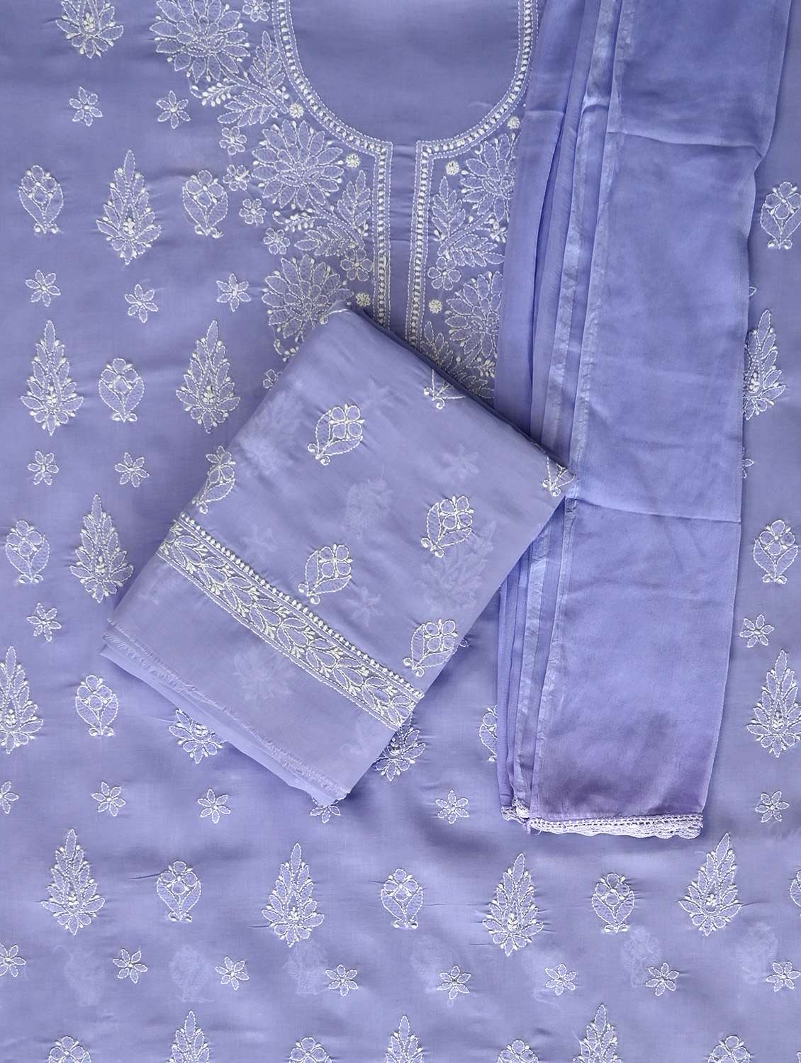 women chikankari work unstitched suit set - 21643623 - Standard Image - 1
