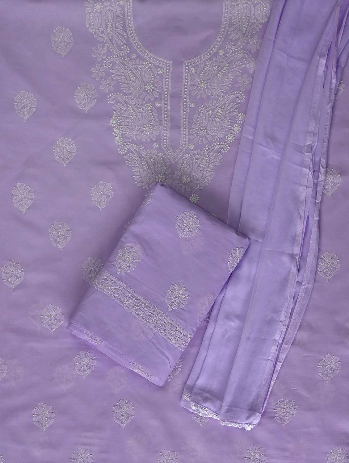 women chikankari work unstitched suit set - 21643636 -  Standard Image - 1
