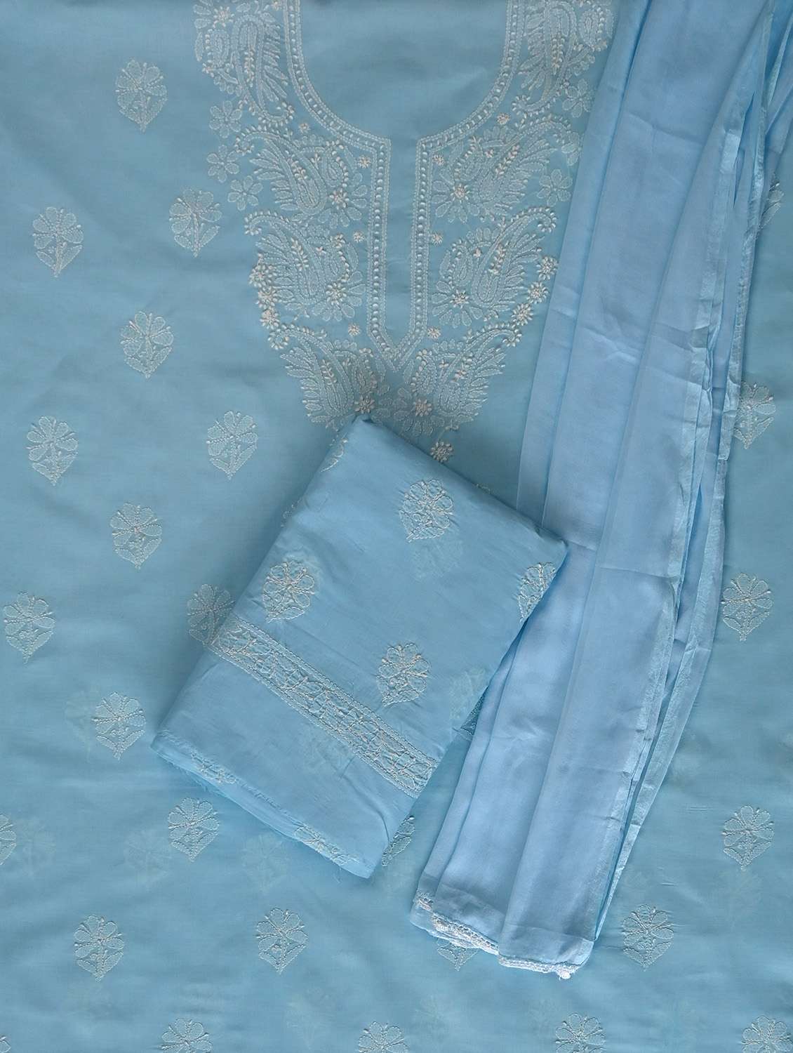 women chikankari work unstitched suit set - 21643639 -  Standard Image - 1