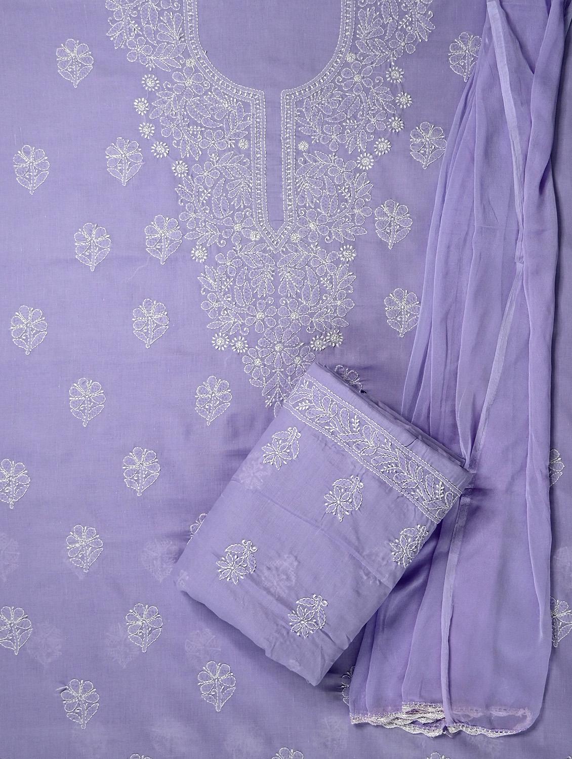 women chikankari work unstitched suit set - 21643640 - Standard Image - 1
