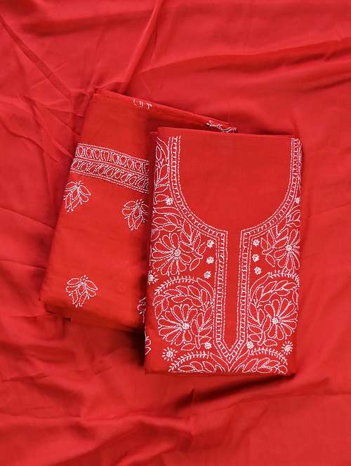 women chikankari work unstitched suit set - 21643657 -  Standard Image - 0