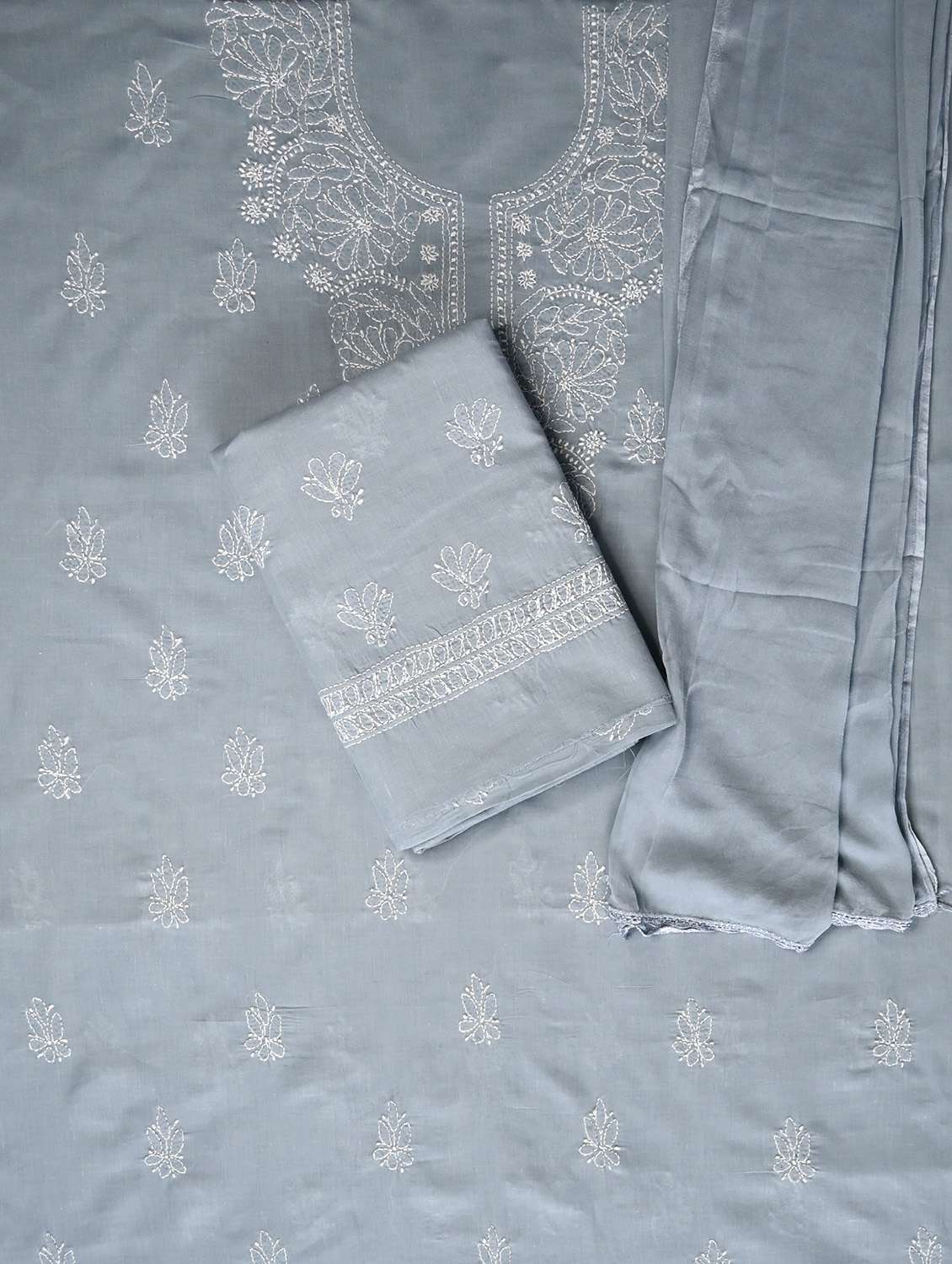 women chikankari work unstitched suit set - 21643660 -  Standard Image - 1