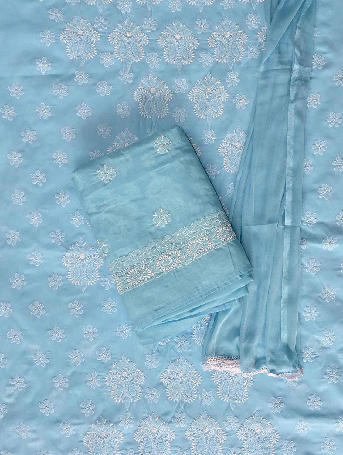 women chikankari work unstitched suit set - 21643661 -  Standard Image - 1