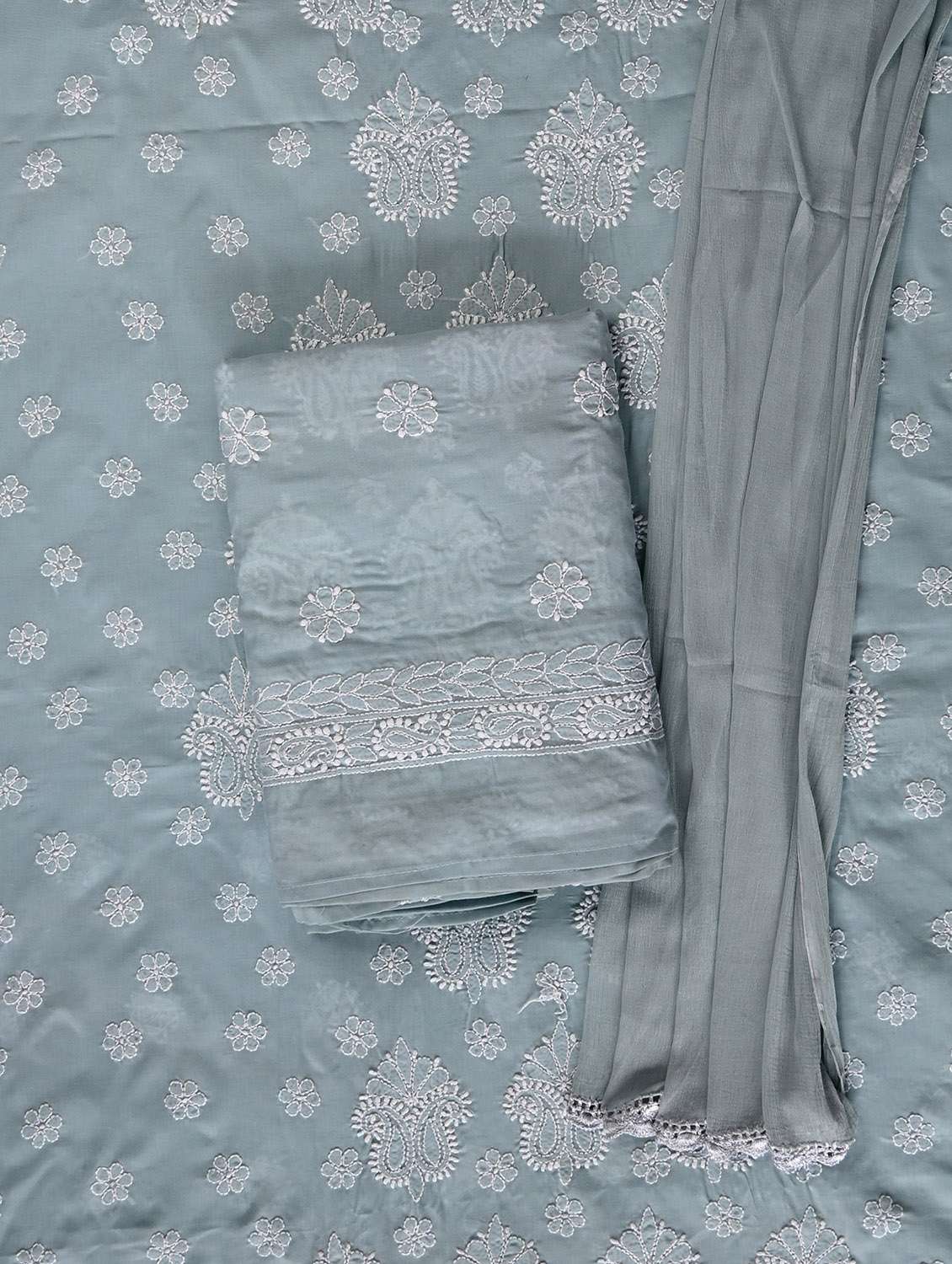 women chikankari work unstitched suit set - 21643665 -  Standard Image - 1