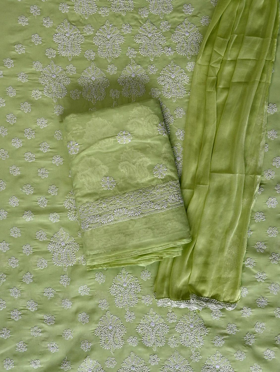 women chikankari work unstitched suit set - 21643667 -  Standard Image - 1