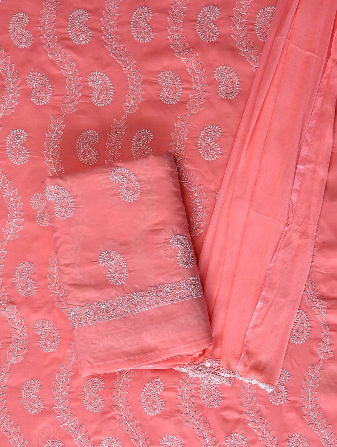 women chikankari work unstitched suit set - 21643670 -  Standard Image - 1