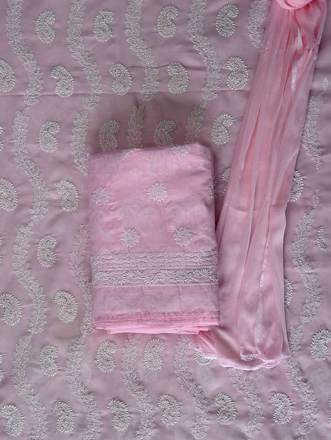 women chikankari work unstitched suit set - 21643671 -  Standard Image - 1