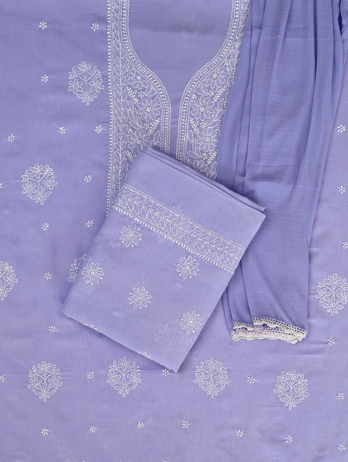 women chikankari work unstitched suit set - 21643675 - Standard Image - 1