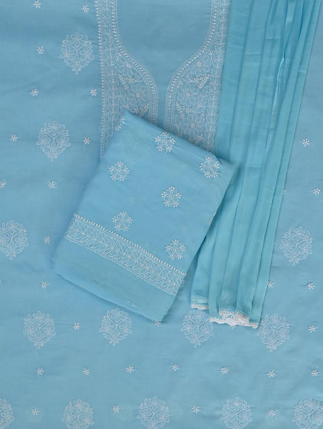 women chikankari work unstitched suit set - 21643679 - Standard Image - 1