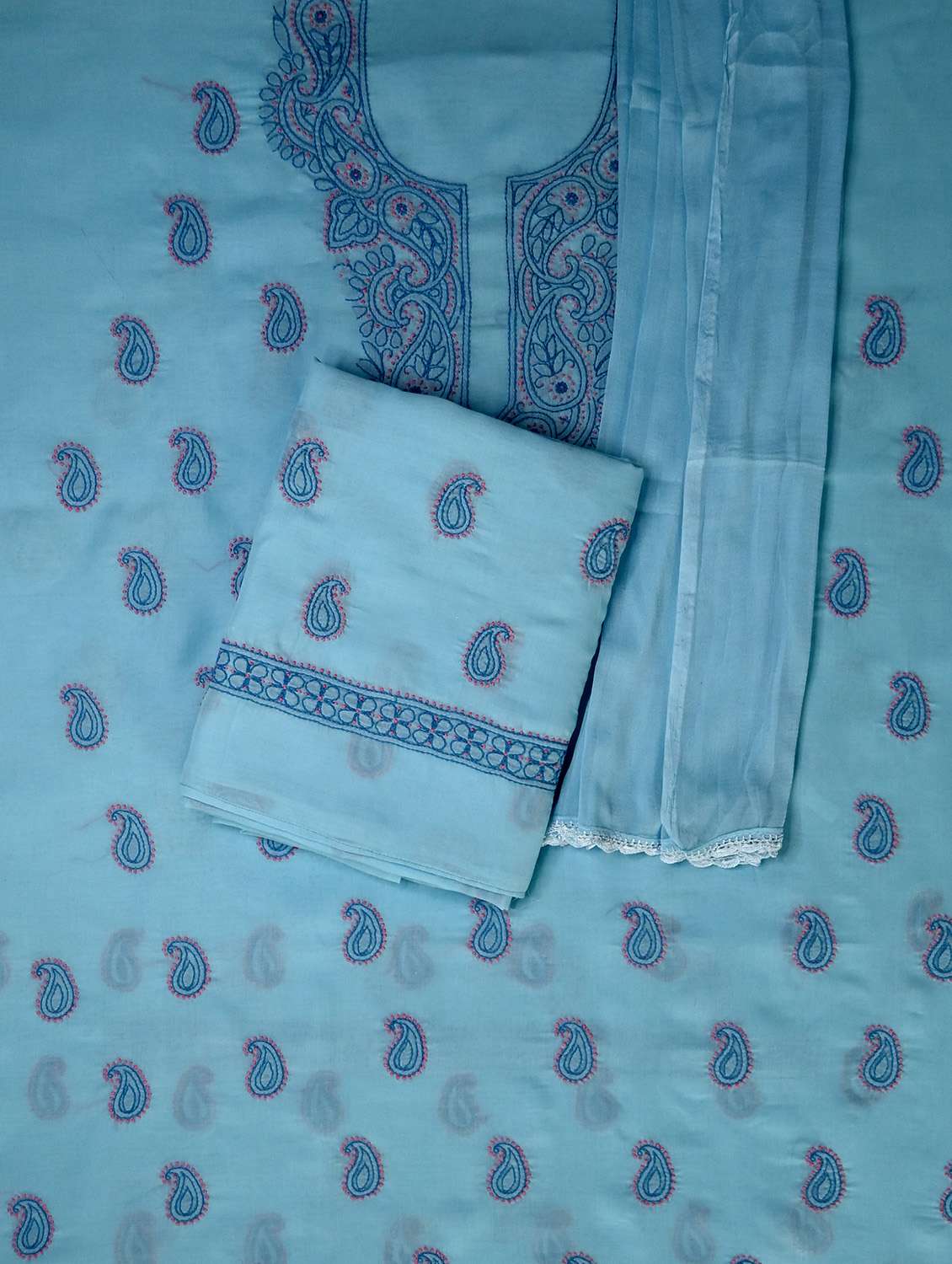 women chikankari work unstitched suit set - 21643681 - Standard Image - 1