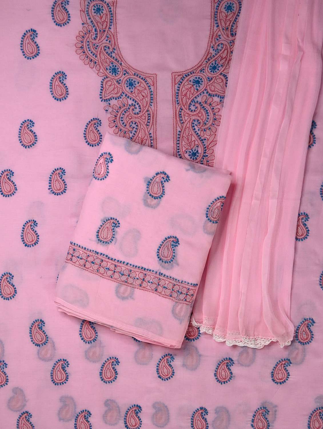 women chikankari work unstitched suit set - 21643684 - Standard Image - 1