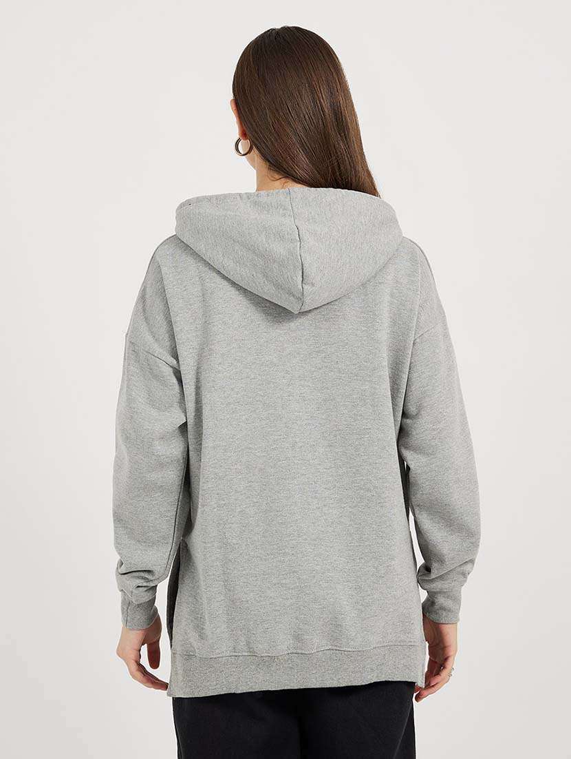 women solid hooded long sleeves sweatshirt - 21643701 -  Standard Image - 1