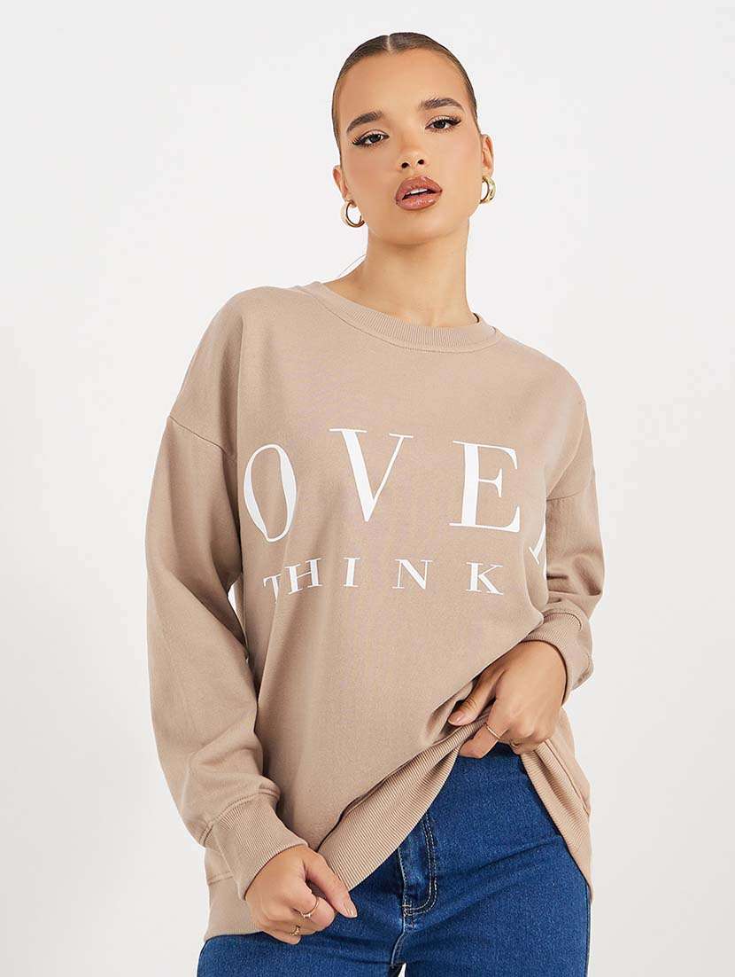 women front print long sleeve sweatshirt