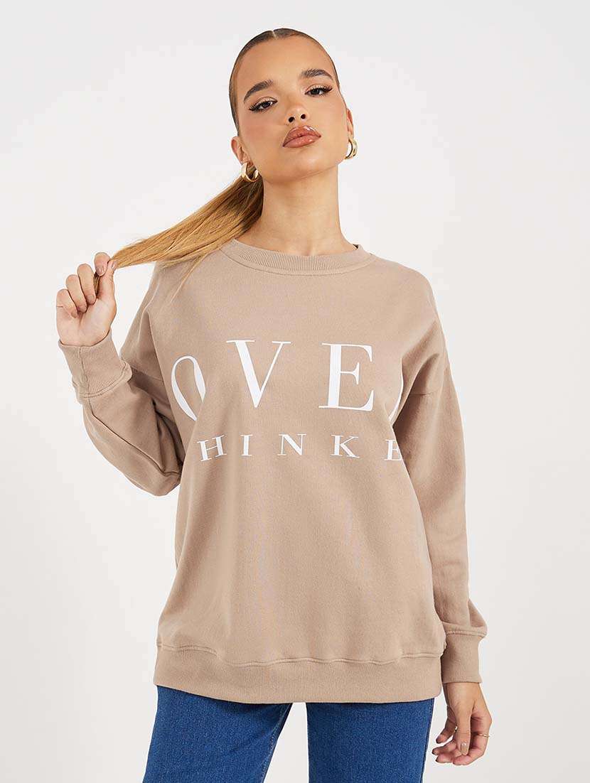 women front print long sleeve sweatshirt - 21643713 -  Standard Image - 1