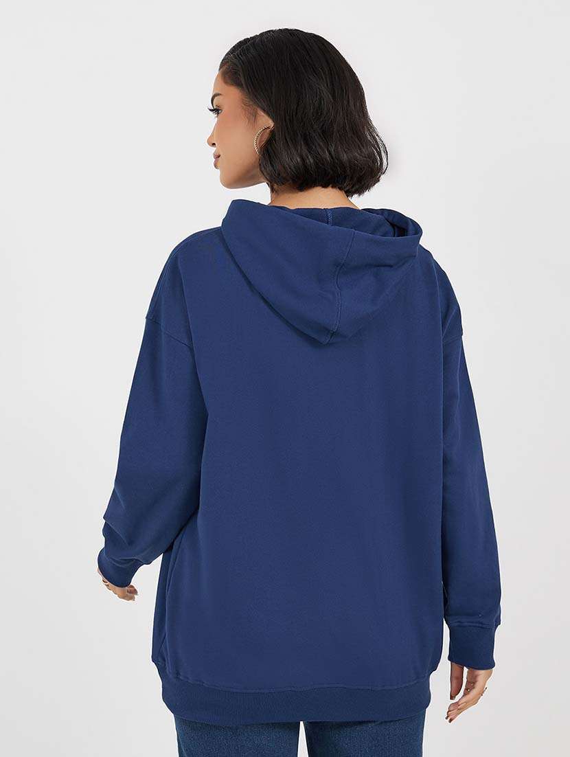 navy blue cotton front print sweatshirt - 21643717 -  Standard Image - 1