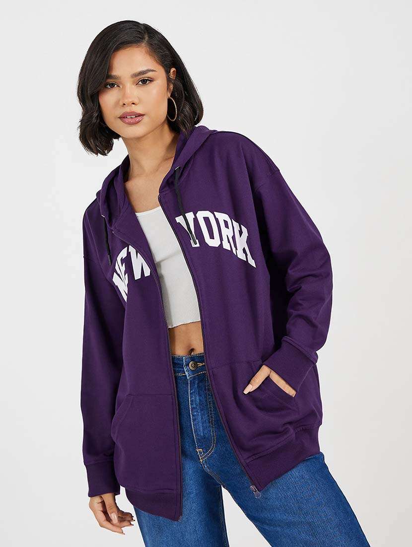 purple cotton front print sweatshirt - 21643722 -  Standard Image - 1