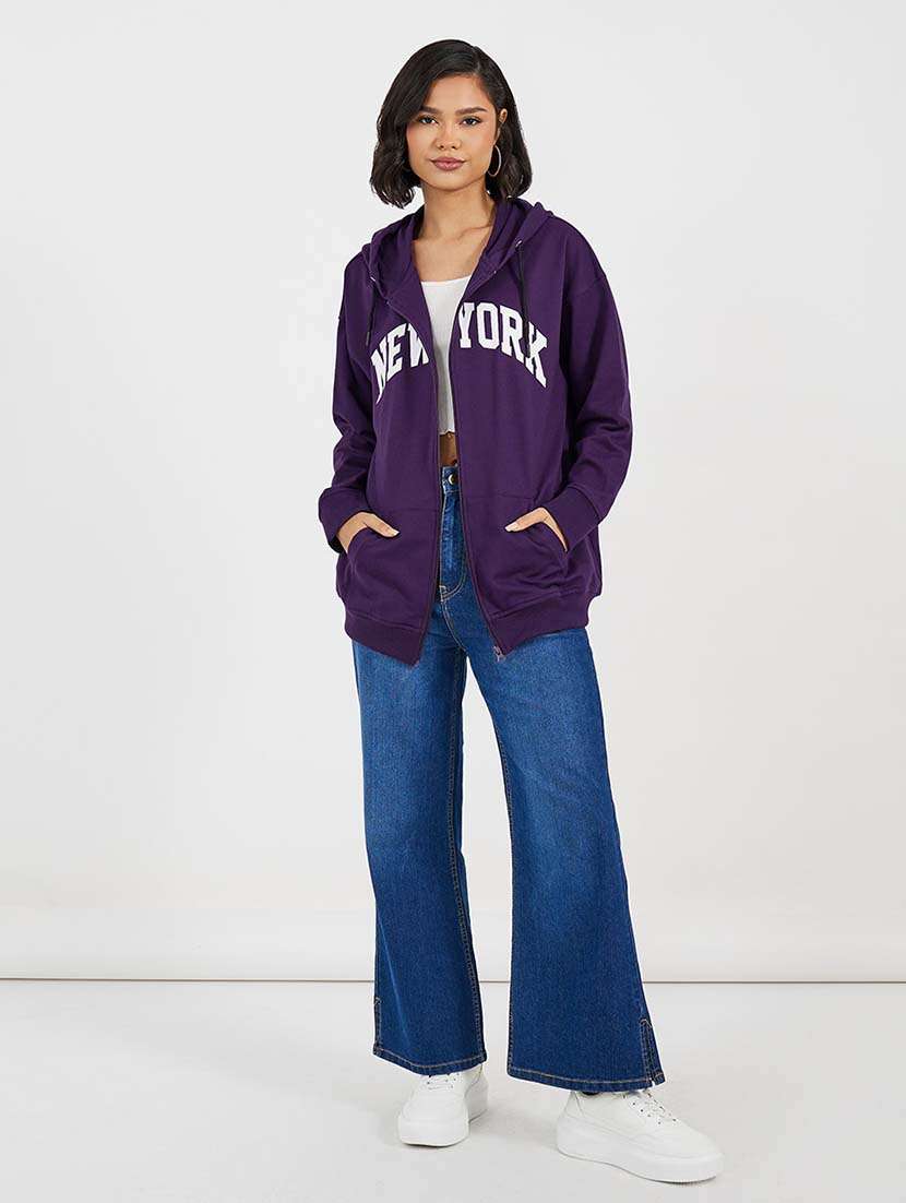 purple cotton front print sweatshirt - 21643722 - Standard Image - 4