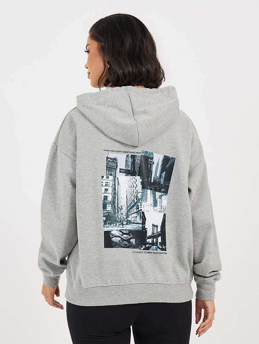grey cotton front print sweatshirt - 21643728 - Standard Image - 1