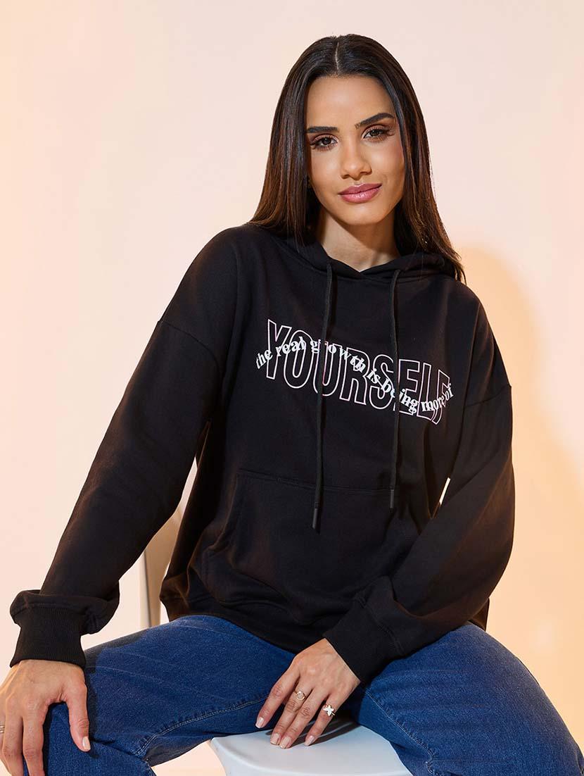 women chest print long sleeve sweatshirt - 21643736 - Standard Image - 1