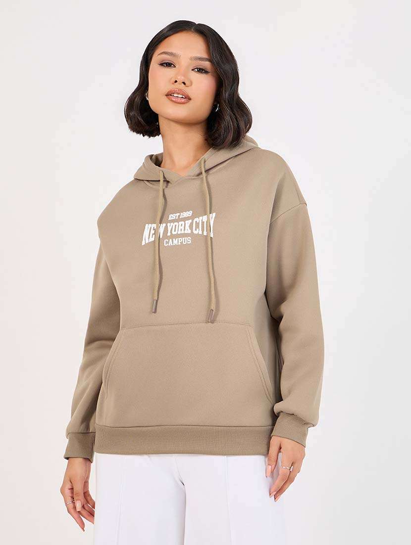 women front & back print long sleeve sweatshirt