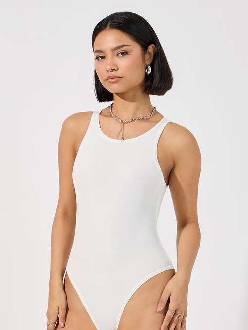 women white solid body suit shapewear