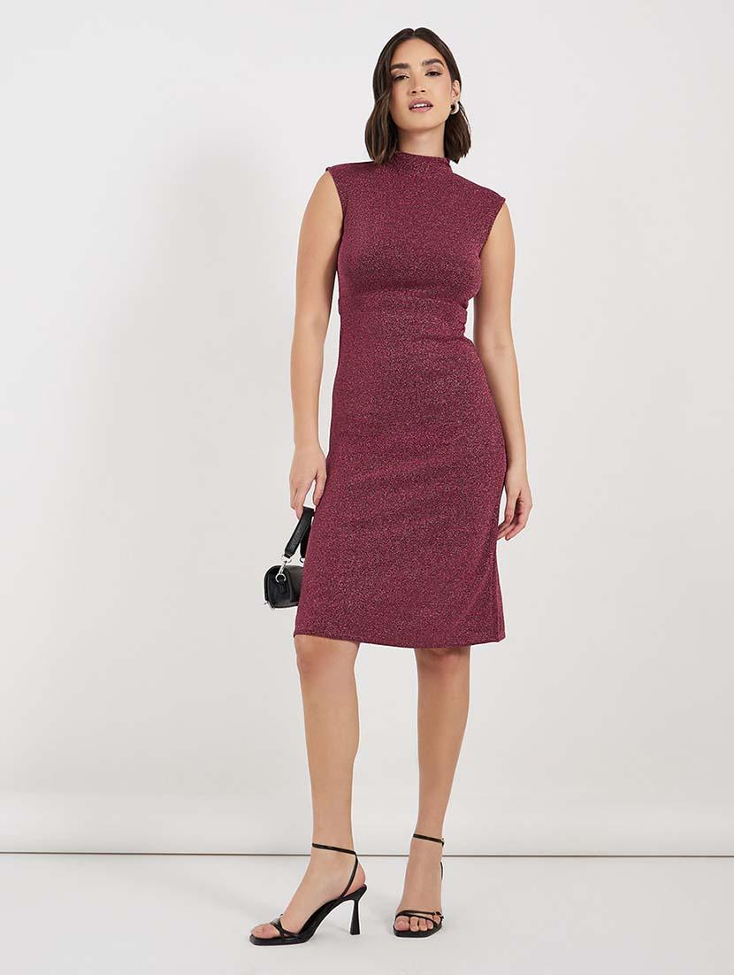 women red high neck sleeveless sheath dress - 21643751 - Zoom Image - 0