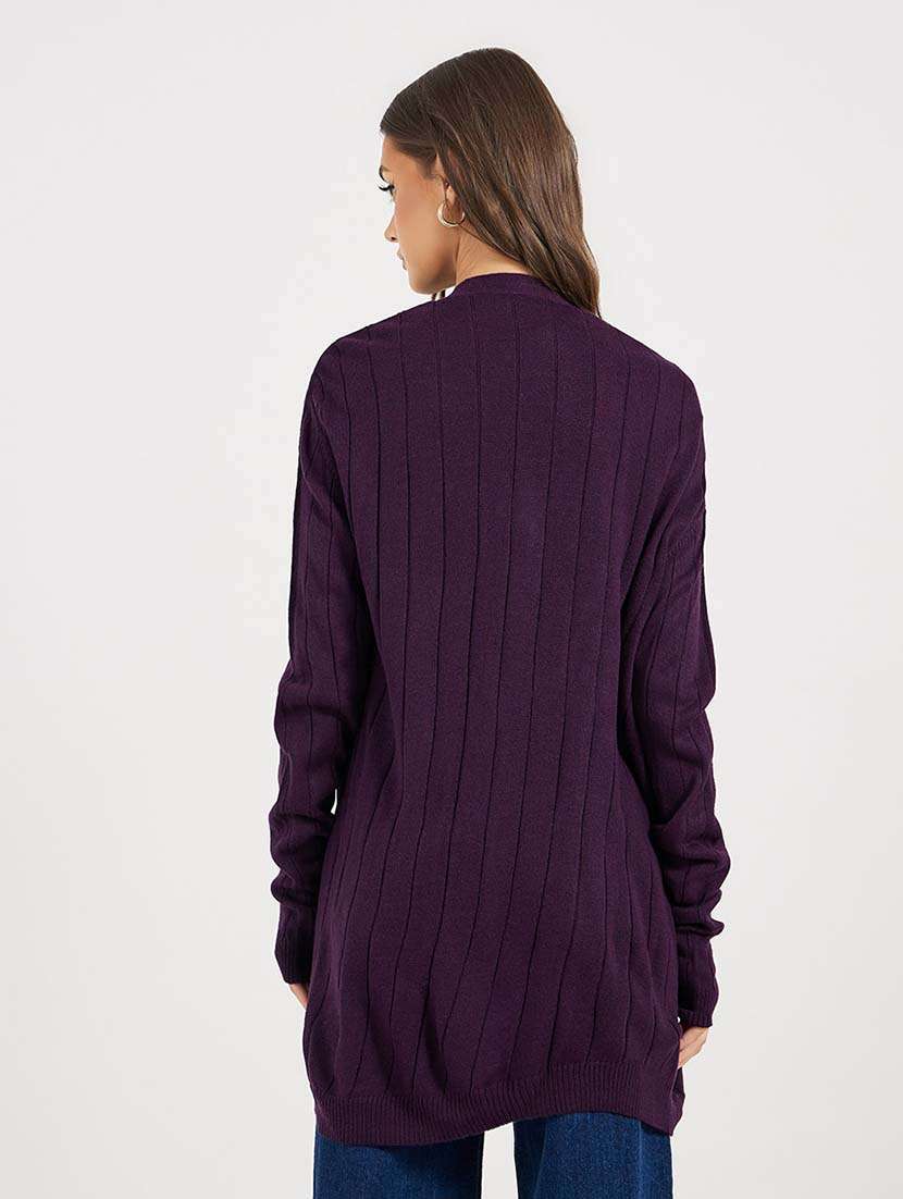 women solid long sleeves long shrug - 21643802 - Standard Image - 1