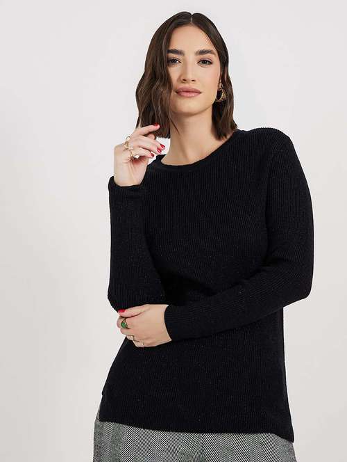 women solid long sleeves pullover - 21643810 - Standard Image - 0