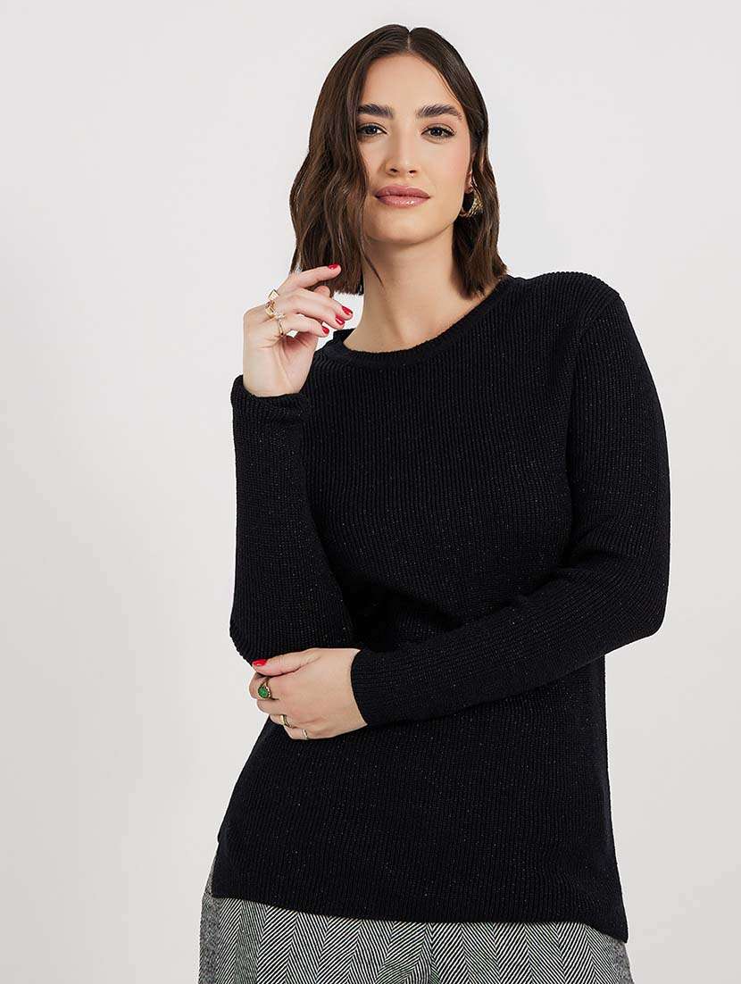women solid long sleeves pullover - 21643810 - Zoom Image - 0