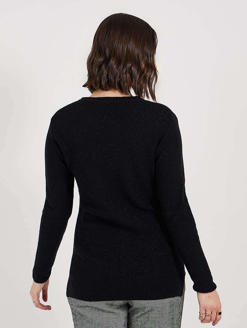 women solid long sleeves pullover - 21643810 - Standard Image - 1