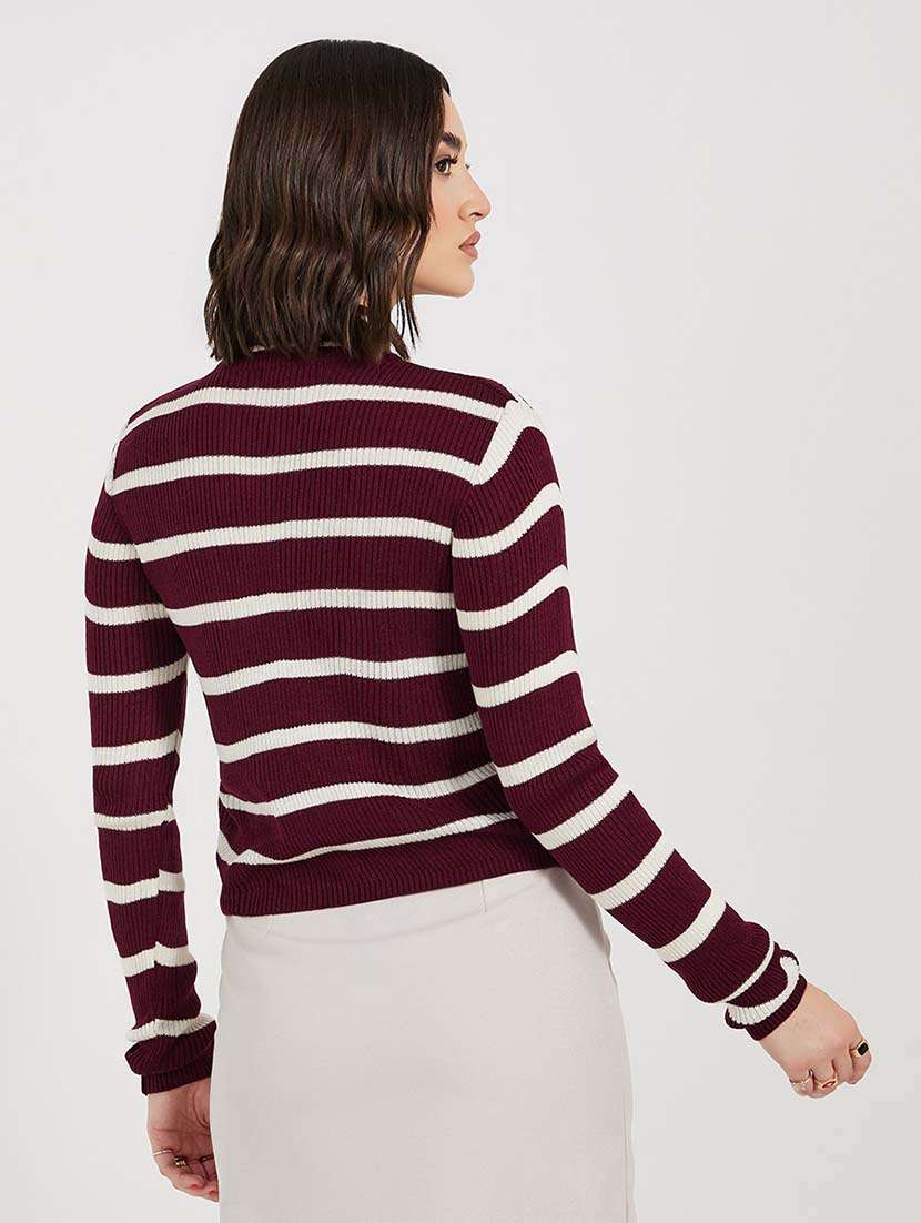 women striped long sleeves pullover - 21643817 - Standard Image - 1