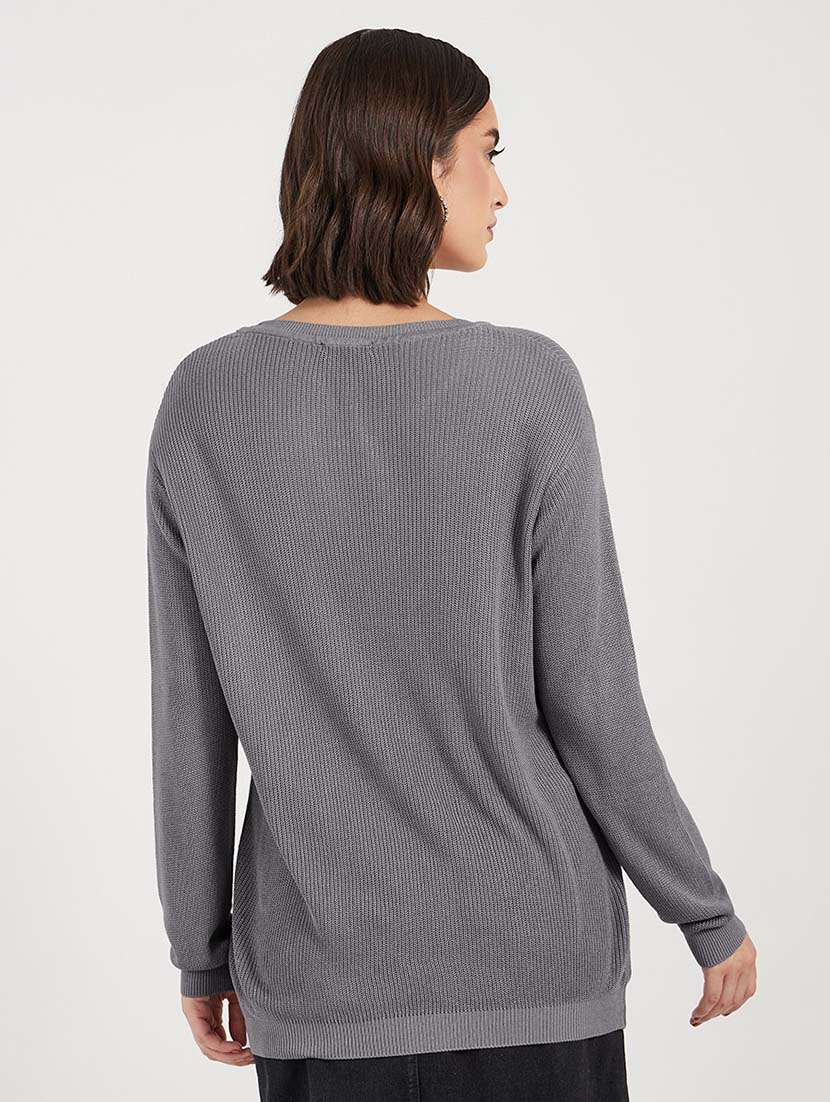 women solid long sleeves pullover - 21643818 -  Standard Image - 1
