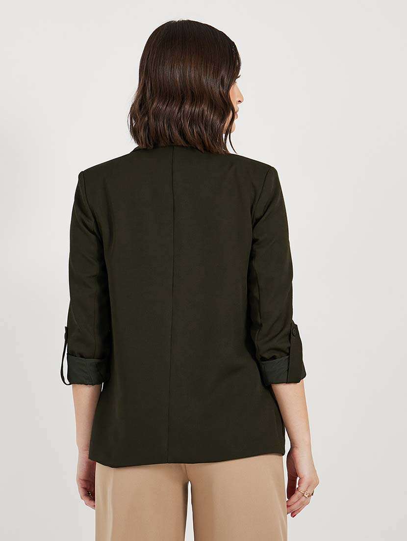 women solid long sleeves casual blazer - 21643823 -  Standard Image - 1