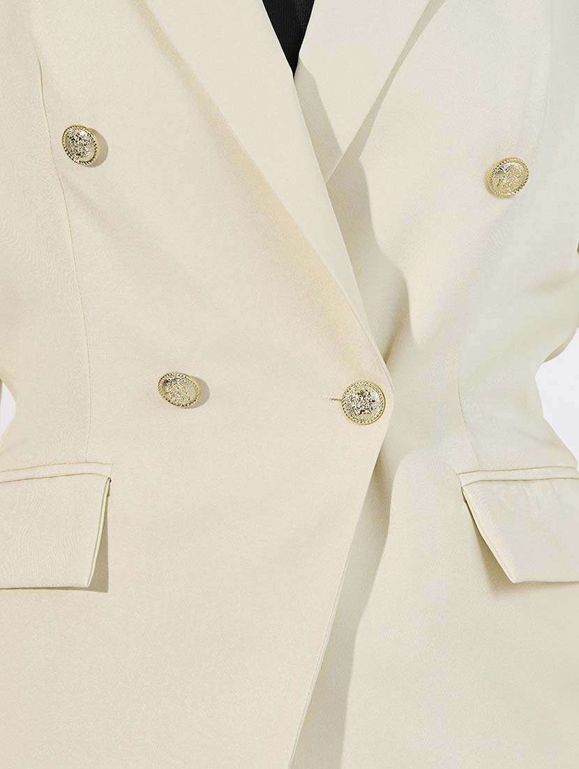 women solid double breasted casual blazer - 21643824 -  Standard Image - 4