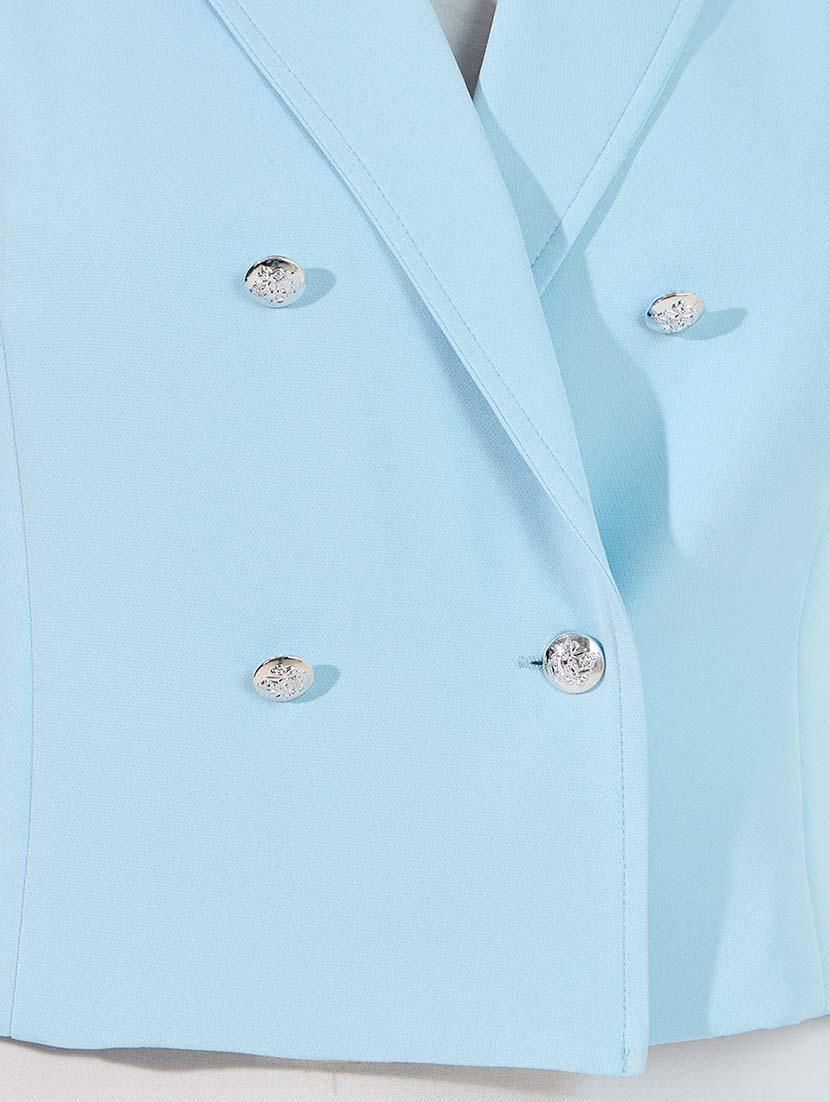 women solid long sleeves double breasted blazer - 21643827 - Standard Image - 4