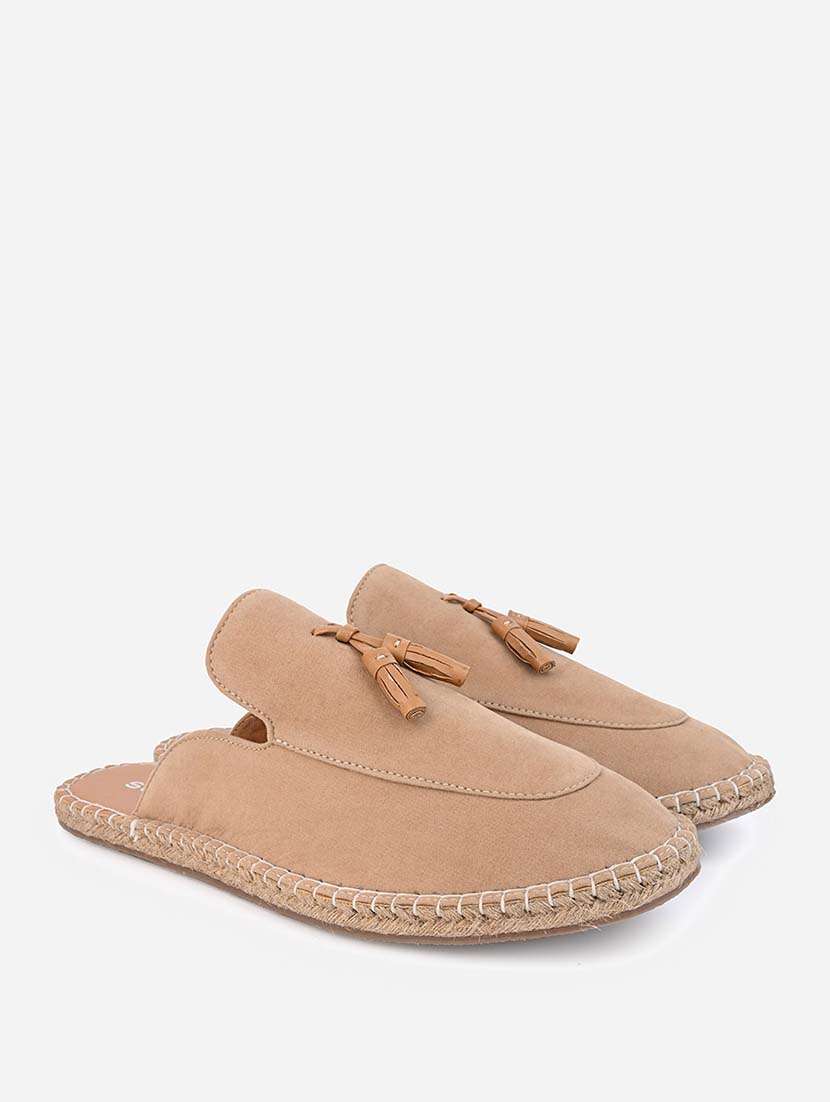 men solid beige slip on mule - 21643832 -  Standard Image - 1