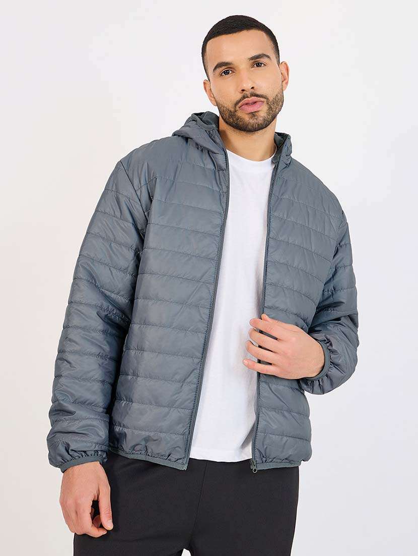 men long sleeves solid quilted jacket