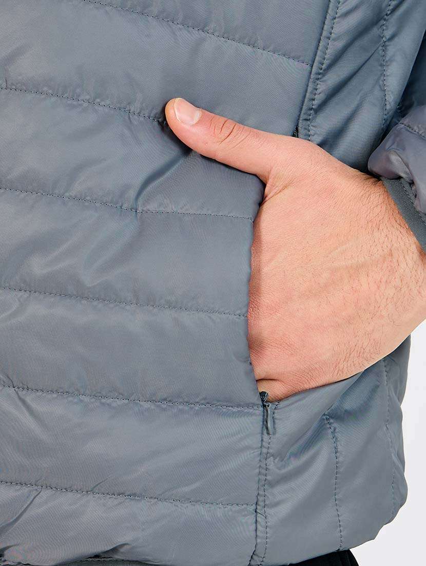men long sleeves solid quilted jacket - 21643891 -  Standard Image - 4
