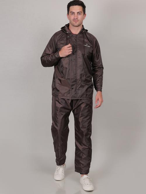 men solid hood neck rain suit set - 21643904 - Standard Image - 0