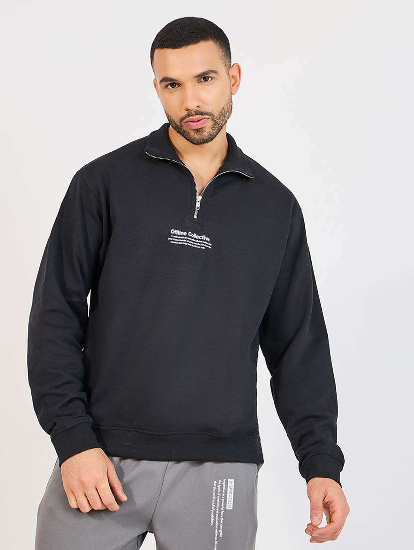 men long sleeves chest print sweatshirt