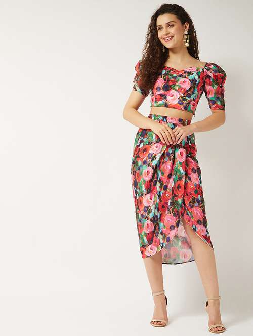women multi color printed top and skirts co-ords set - 21643942 - Standard Image - 0