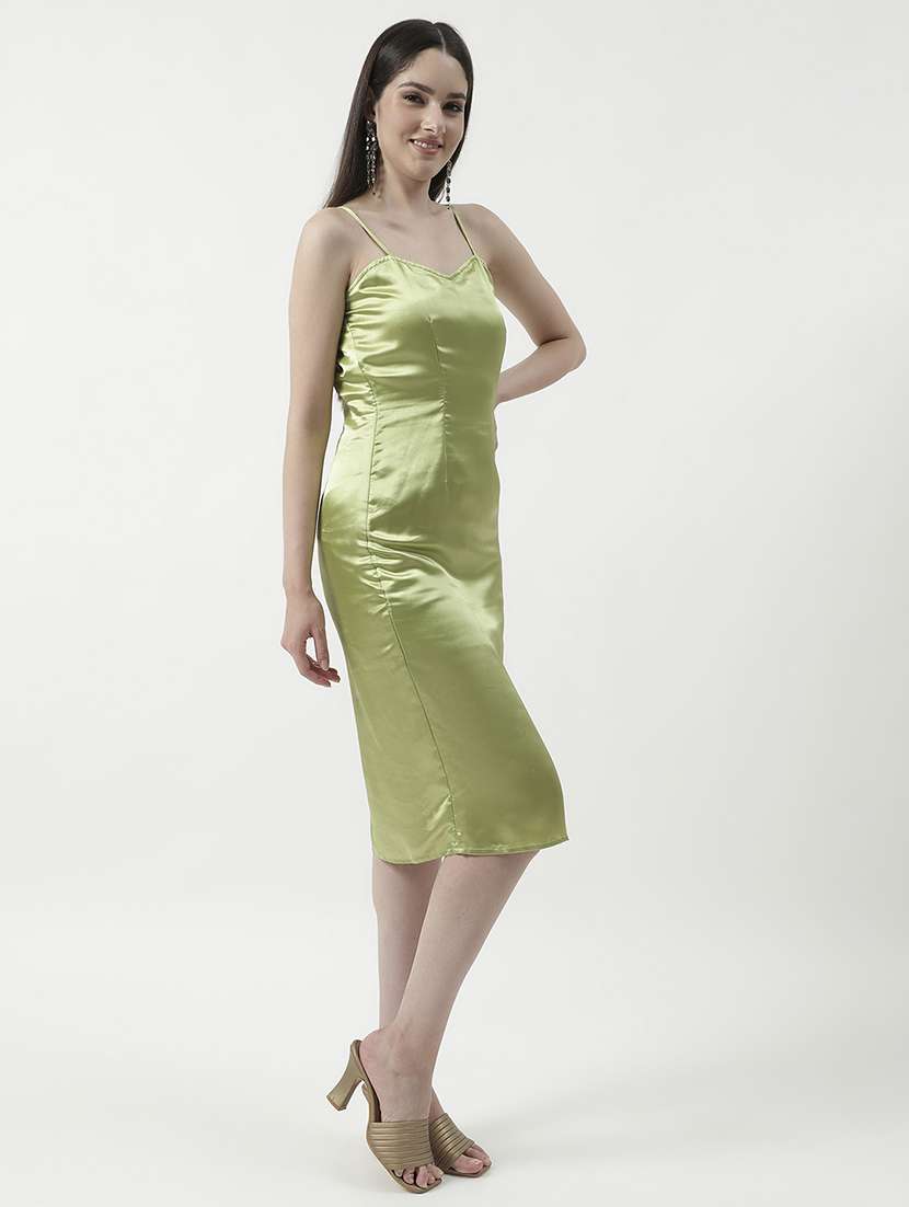 women solid satin sheath dress - 21643989 -  Standard Image - 1